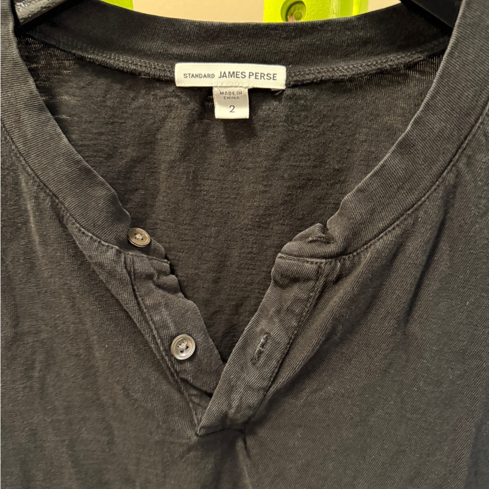 James Perse Men's Charcoal Button Down Shirt